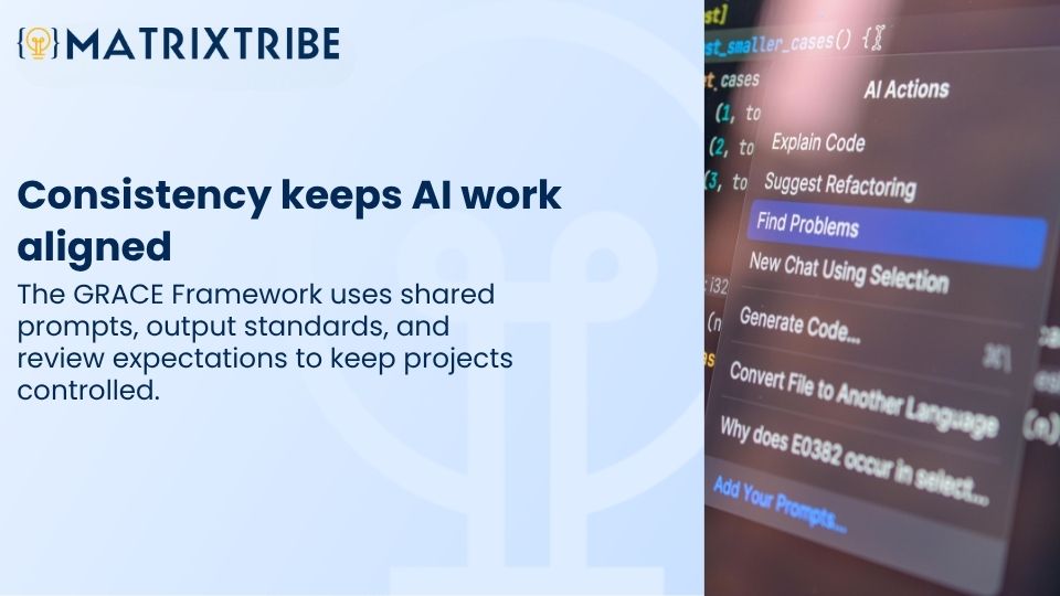 The GRACE Framework uses shared prompts, output standards, and review expectations to keep projects controlled.