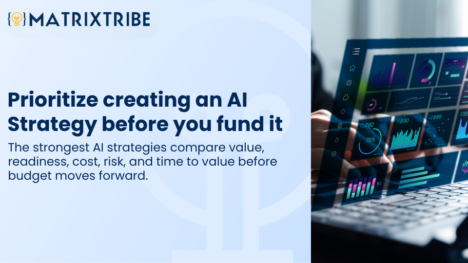 The strongest AI strategies compare value, readiness, cost, risk, and time to value before budget moves forward.