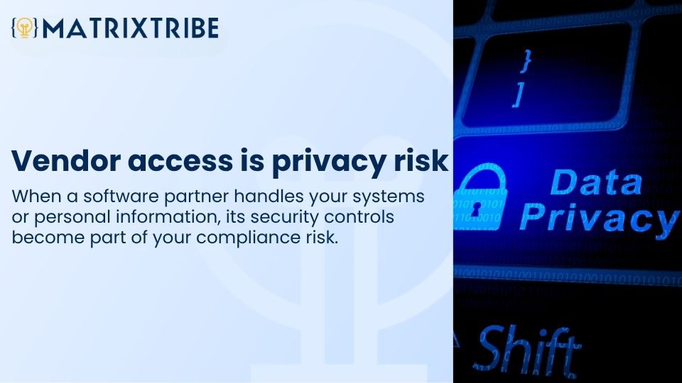 When a software partner handles your systems or personal information, its security controls become part of your compliance risk.